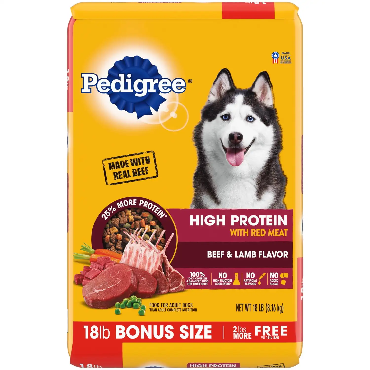 

High Protein Beef & Lamb Dry Dog Food for Adult Dog, 18 Lbs Bag