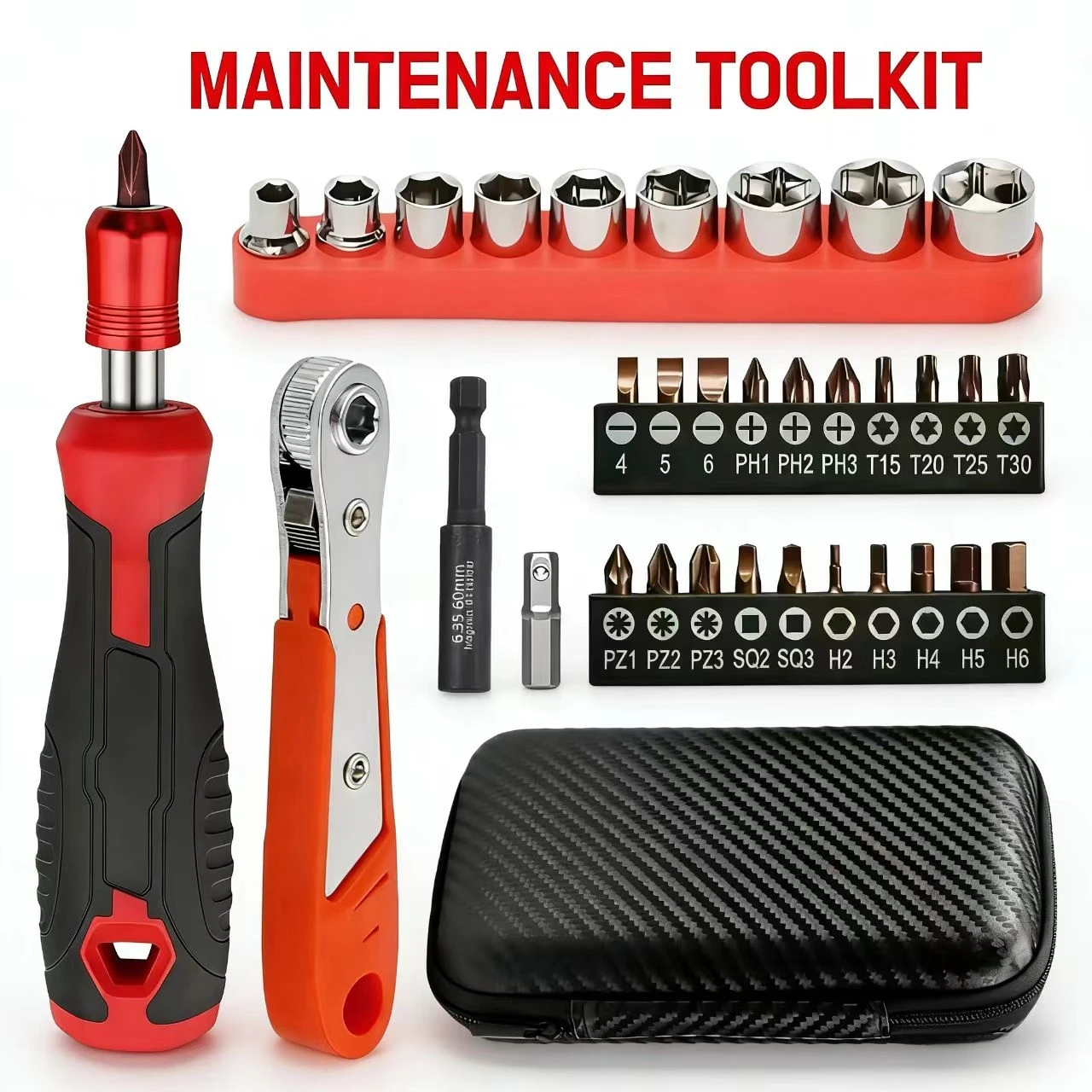 

Набор инструментов для ремонта дома: комбинированный ключ-трещотка, отвертки, набор для ремонта с торцевыми головками, ящик для инструментов с битами S2 25 мм (различные модели)