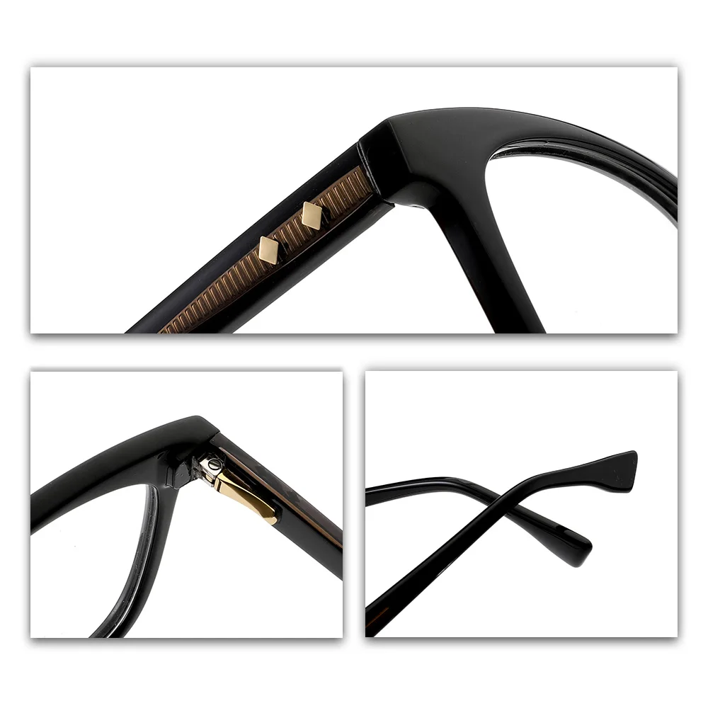 Monturas de gafas de estilo de diseñador de acetato para hombres y mujeres, aspecto con borde de cuerno, prescripción de moda de lujo lista