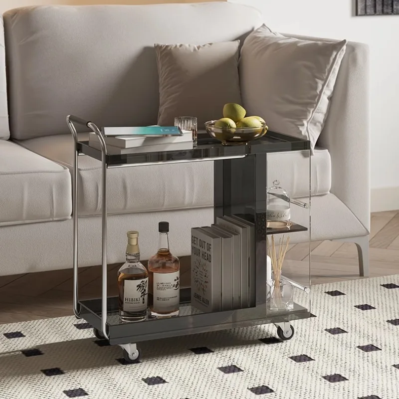 

Acrylic light luxury living room sofa side few trolleys simple shelves movable dining car medieval furniture side table