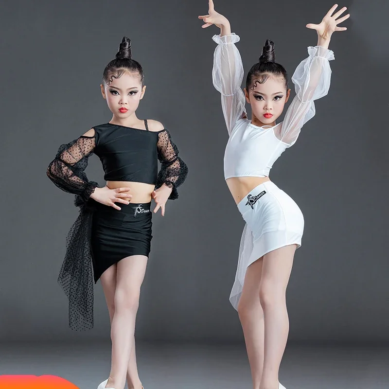 

Girls Chacha Samba Tango Latin Dance Tops Skirts Suit Performance Rave Clothes Summer Latin Dance Competition Dress