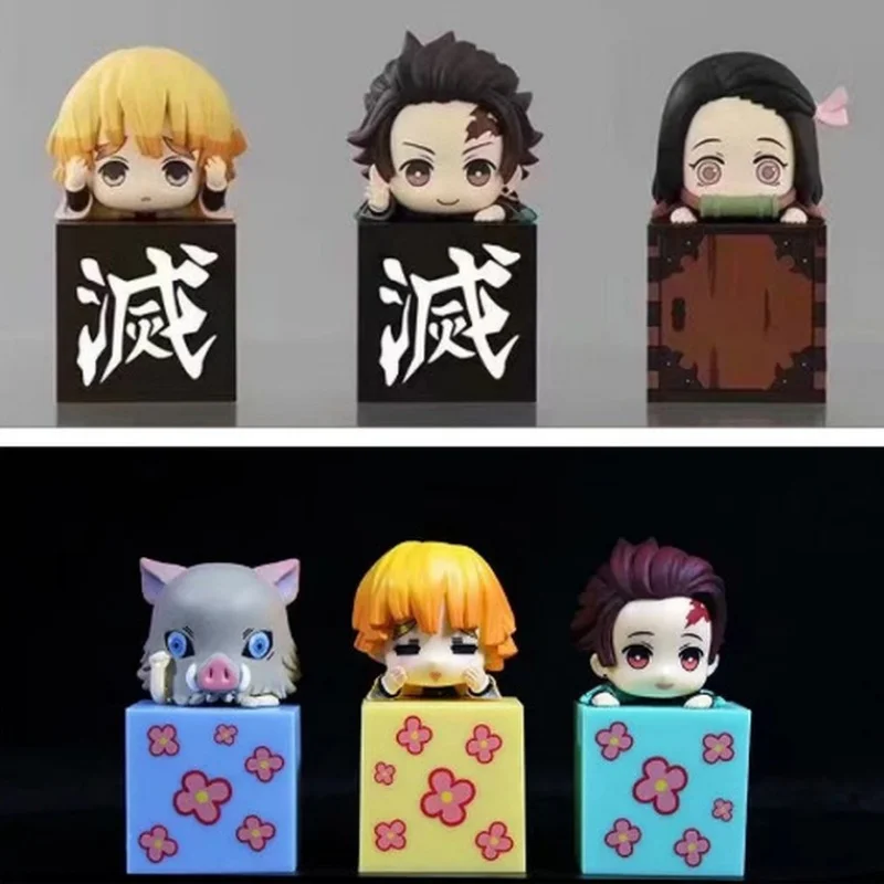شيطان القاتل قيلولة نمط صندوق الشكل مجموعة Tanjiro Zenitsu Inosuke Q Chibi جمع الجيل 1 و 2 نموذج صندوق أعمى