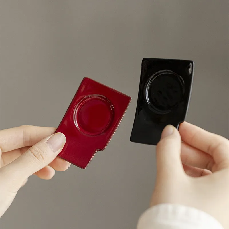 

Ceramic RedBrown Tea Coaster Set Heat Resistant Pad Candle Holder Base Chinese Style Cup Saucer Home Decor Tableware Accessories