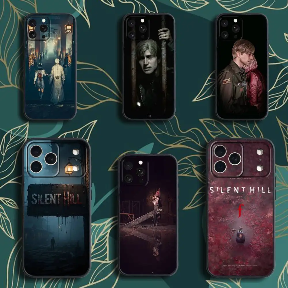 T-The S-Silents H-HillS 아이폰 17,16,15,14,13,12,Pro,Max,Plus,E,SE4,Air,Mini 블랙 소프트 박스 폰 케이스