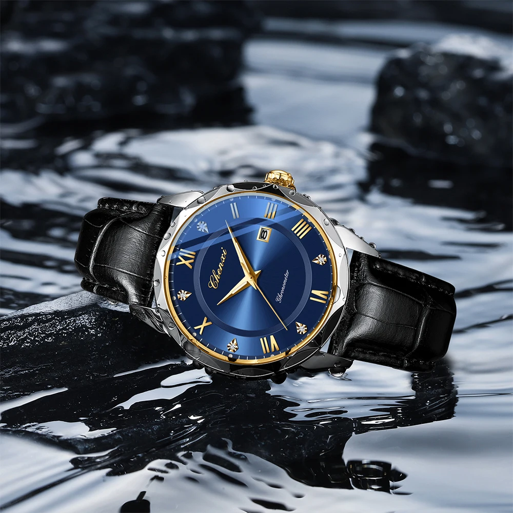 CHENXI New Fashion Elegant Business Men's Wristwatch Round Dial Luminous Waterproof Calendar Display Man Watch