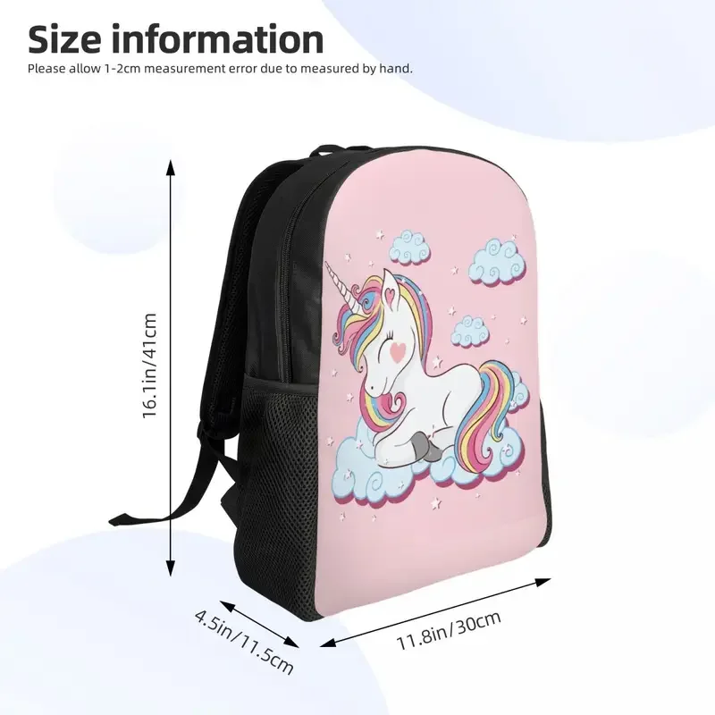 Mochila con diseño de unicornio arcoíris y nube para hombre y mujer, bolsa de libros para estudiantes universitarios, se adapta a bolsas para portátiles de 15 pulgadas