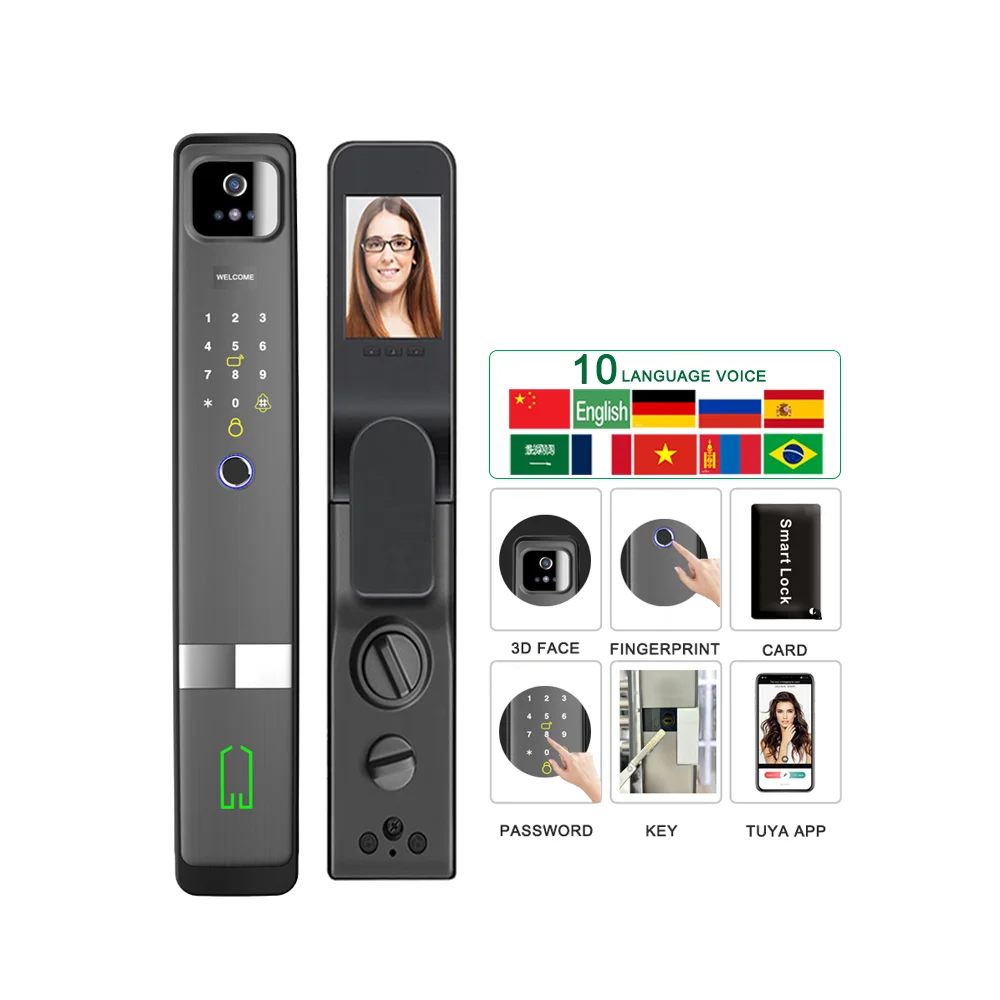 

New Arrival TUYA APP Digital Fingerprint Tuya Smart Door Lock Face Recognition Lock with Camera Cerradura Inteligente Smart Lock