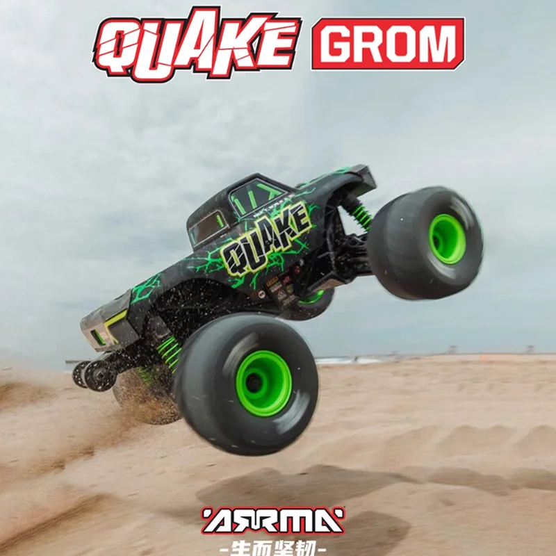รถบังคับวิทยุ ARRMA 1/16 Small QUAKE RTR GROM ระบบขับเคลื่อนสี่ล้อ ใช้แบตเตอรี่ 2S สำหรับปีนเขาและขับขี่ออฟโรด รุ่นจำลอง