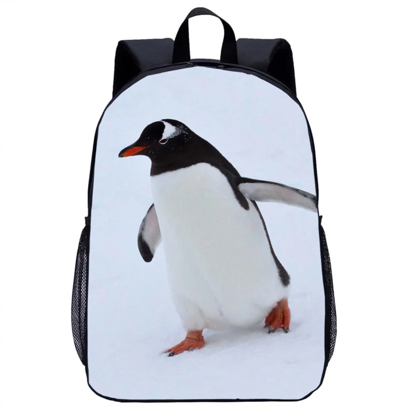 Mochila con patrón de pingüino para niñas y niños, bolso escolar con estampado 3D, mochila informal de moda para adolescentes, mochila de almacenamiento diario