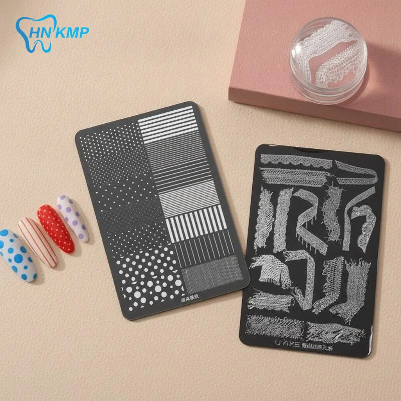 Lace Nail Art Transfer Printing Steel Plate Bowknot Polka Dots Nail Tools Bowknot Silicone Stamp Template