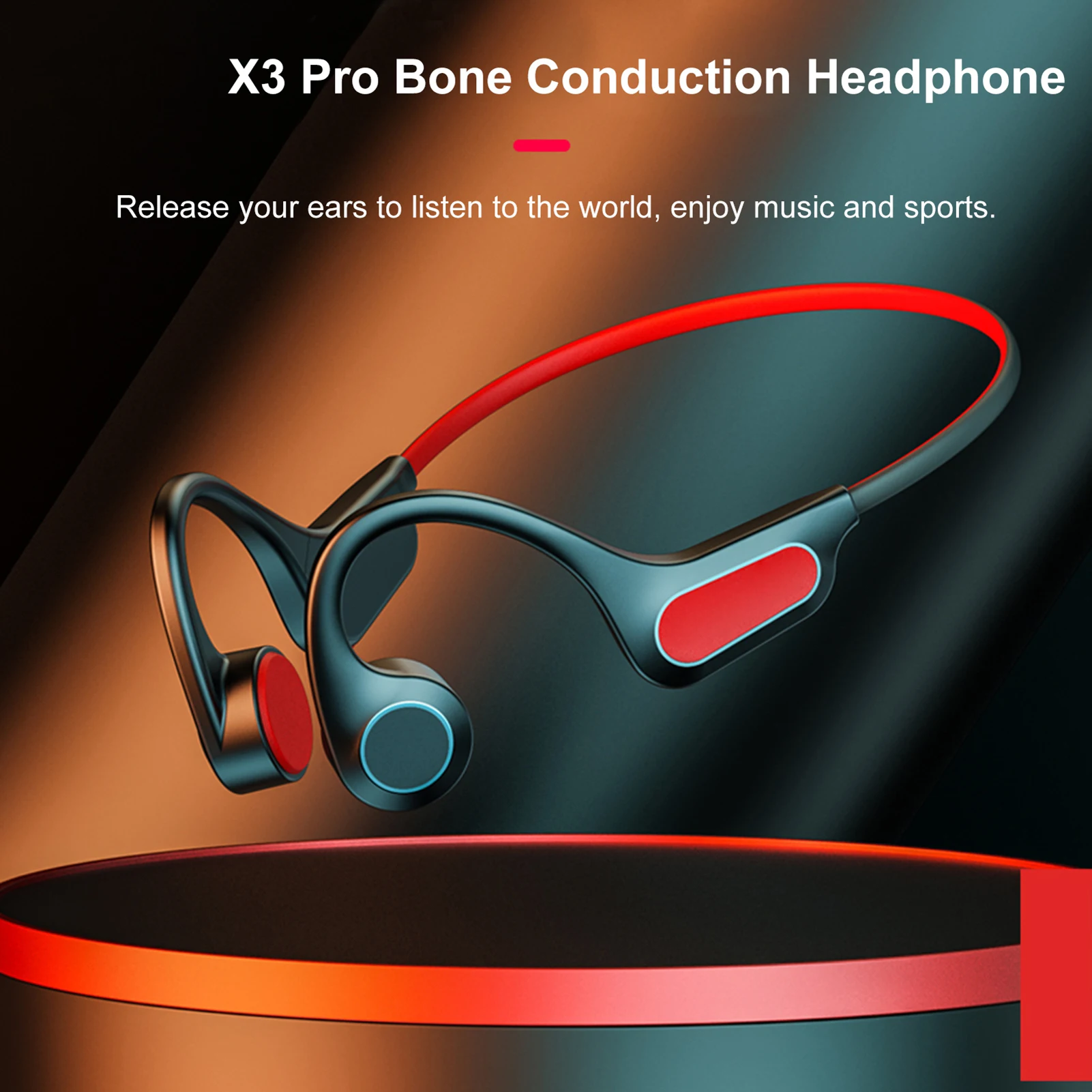 Auriculares de conducción ósea X3 Pro, inalámbricos BT5.3, auriculares para deportes al aire libre, resistentes al agua, manos libres con micrófono