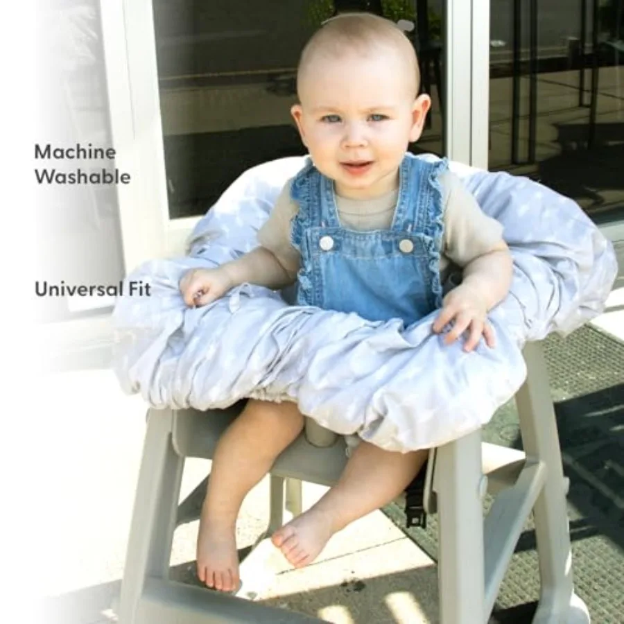 Neutral Grey Cotton Shopping Cart Cover for Baby High Chair and Grocery Cart Suitable for Toddlers and Infants in Restaurants G