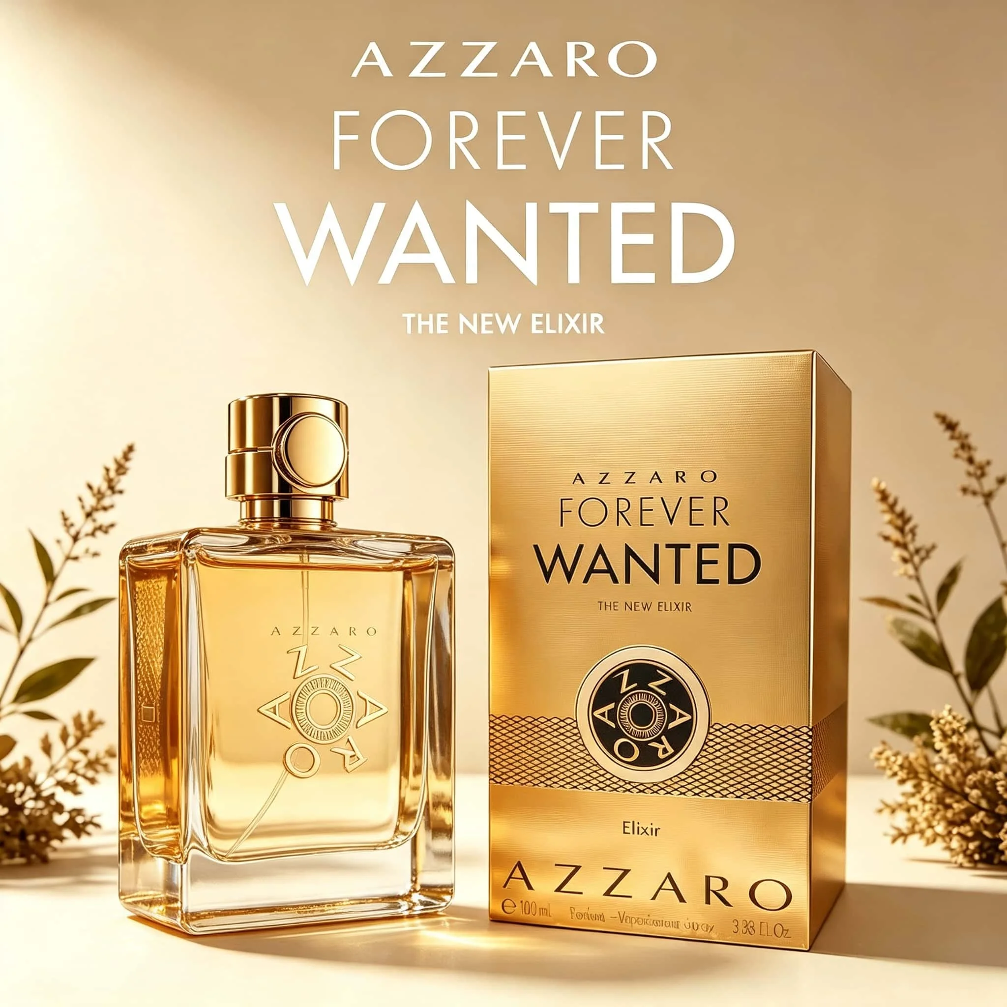 Azzaro Forever Wanted Elixir Parfum 100ML With Original Gold Gift Box Long Lasting Rich Warm Spicy Vanilla Woody Oriental Fragrance Men Perfume Shiny Gold Metallic Grenade Bottle Luxury Masculine Scent Business Night Holiday Gift for Him