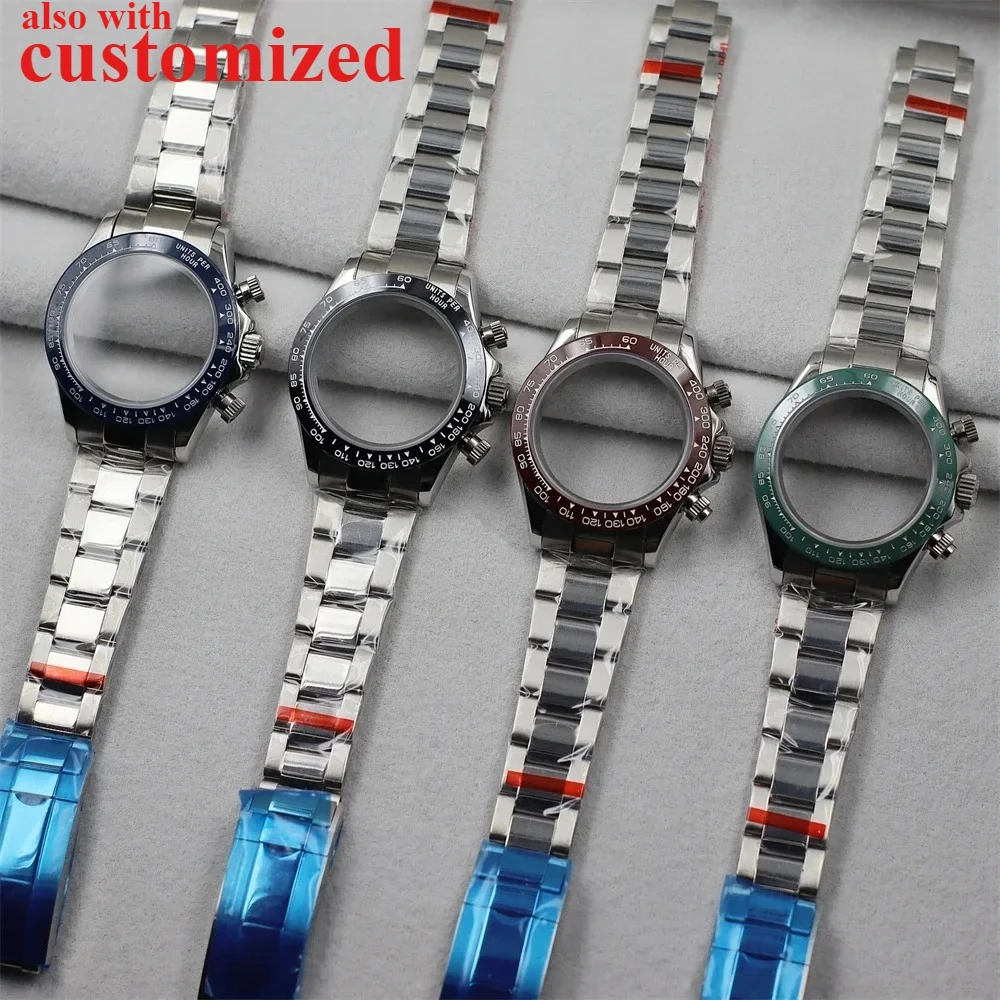 

Watch Customized 41mm Multi Functional Chronograph Case Diving Waterproof 316L Steel Case Strap Parts for VK63 Movement NEW DIY