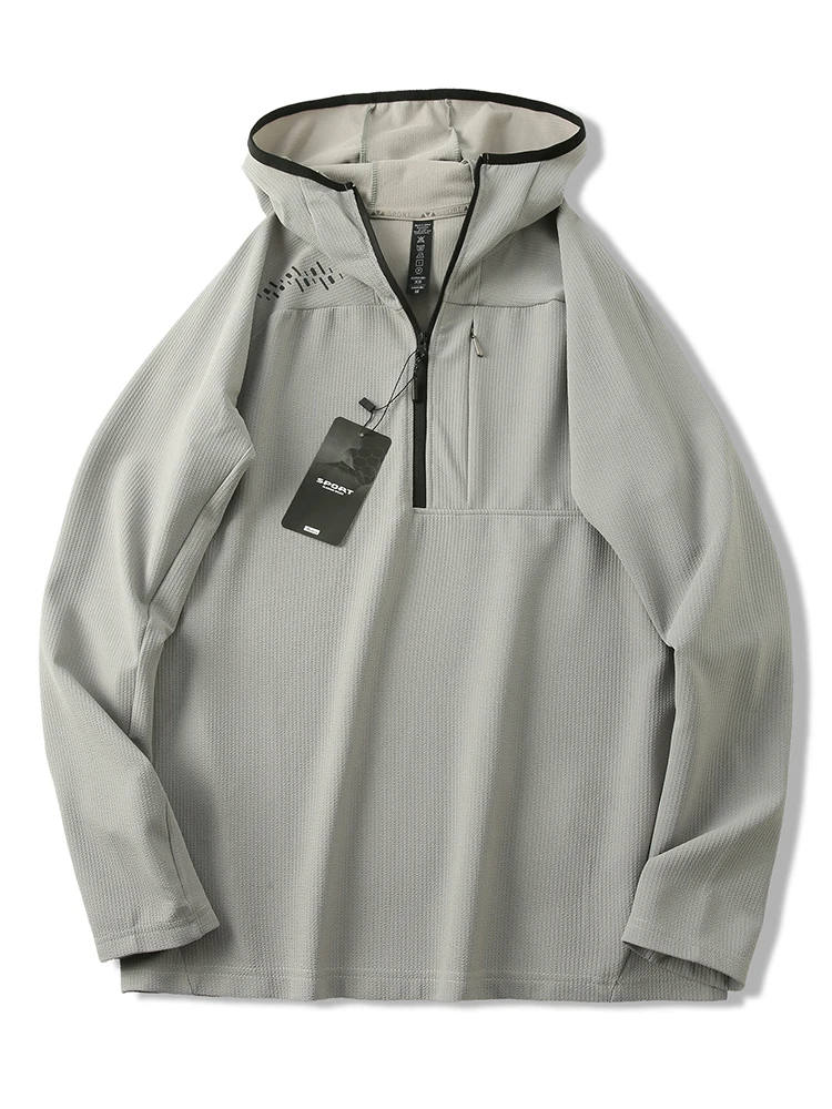 

Мужская уличная дышащая толстовка с капюшоном из быстросохнущей ткани, повседневная спортивная куртка из полиэстера, удобная посадка