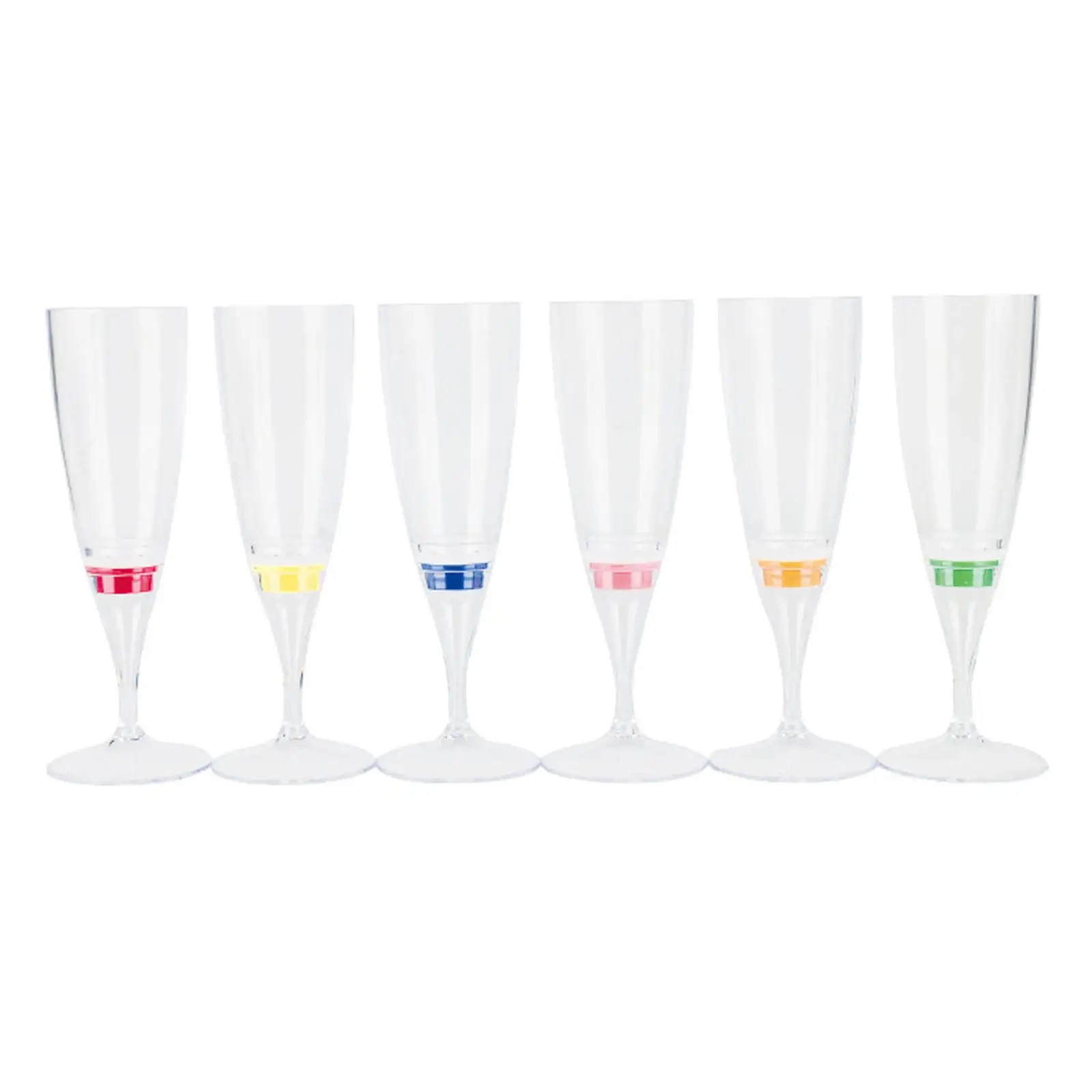 6x Champagne Flutes Drinkware Set Plastic LED Light up 5oz/150ml Wine Goblets