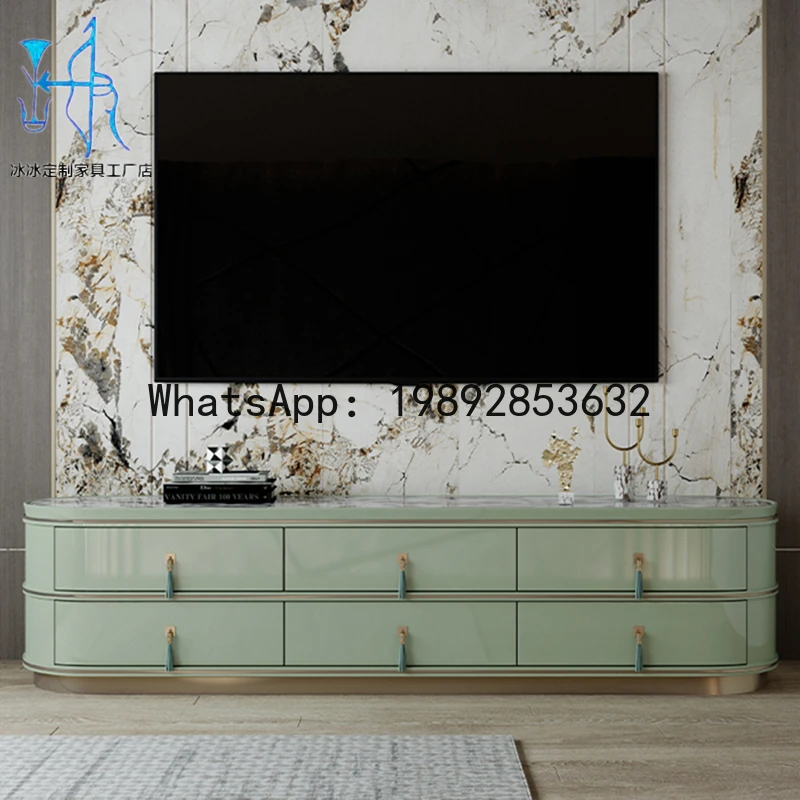 XL TV Cabinet High-End Villa Living Room TV Cabinet Lacquered Coffee Table Set Integrated Media Cabinet