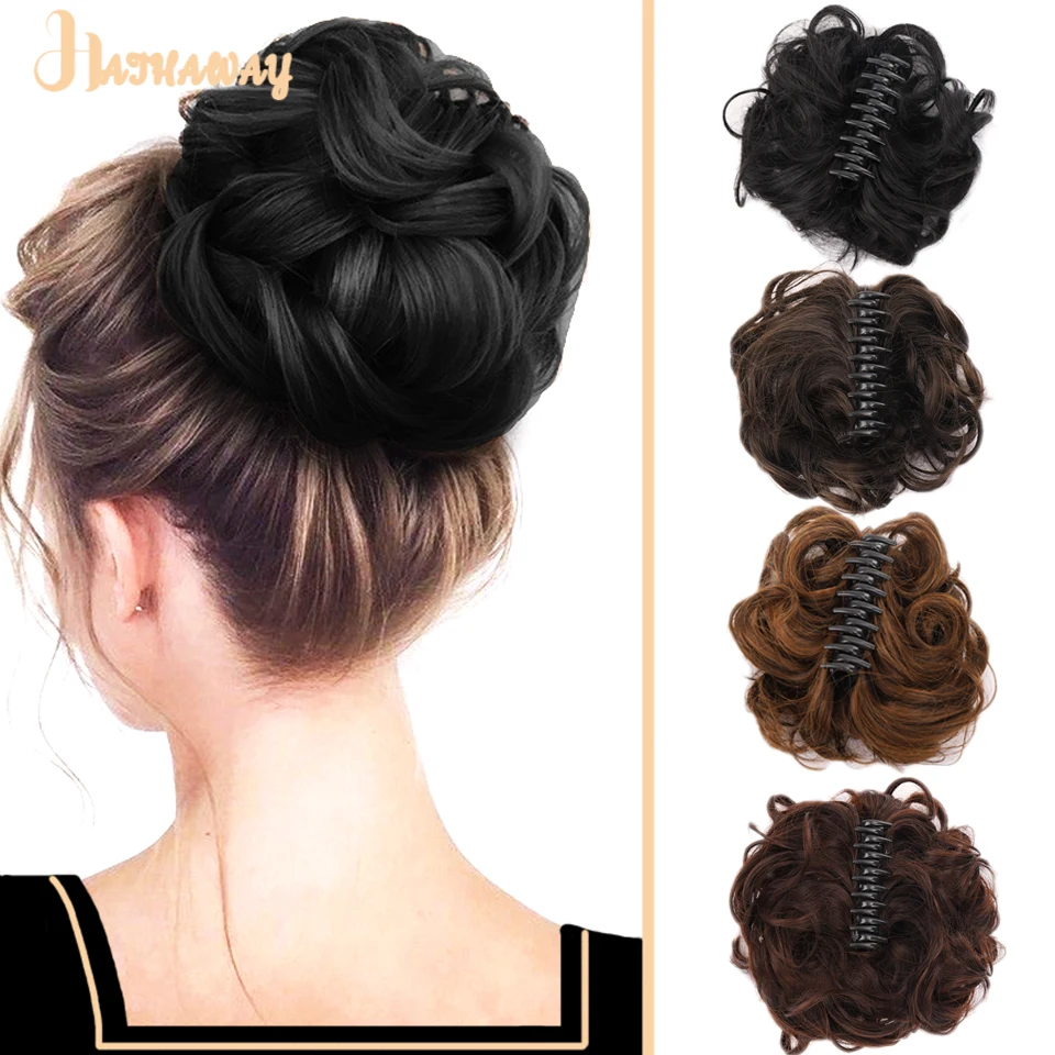 

Synthetic Messy Extensions Chignon grasping clip Big Curly Elastic Hair Scrunchies Hairpieces Donut Updo Hair Pieces for Women