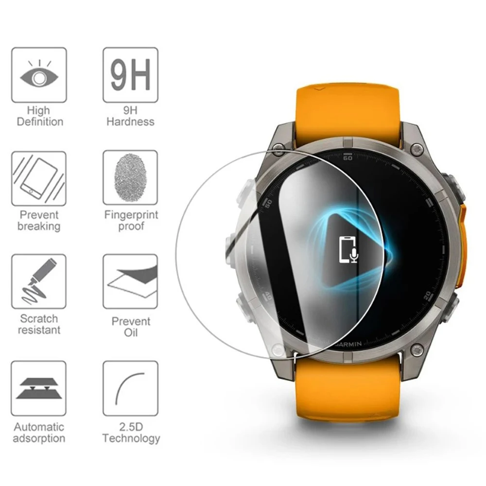 3Pcs Tempered Glass Protection for Garmin Fenix 8 43/47/51mm 7 7S 7X 5 5S Plus 6 6S 6X Pro Screen HD Clear Watch Protective Film