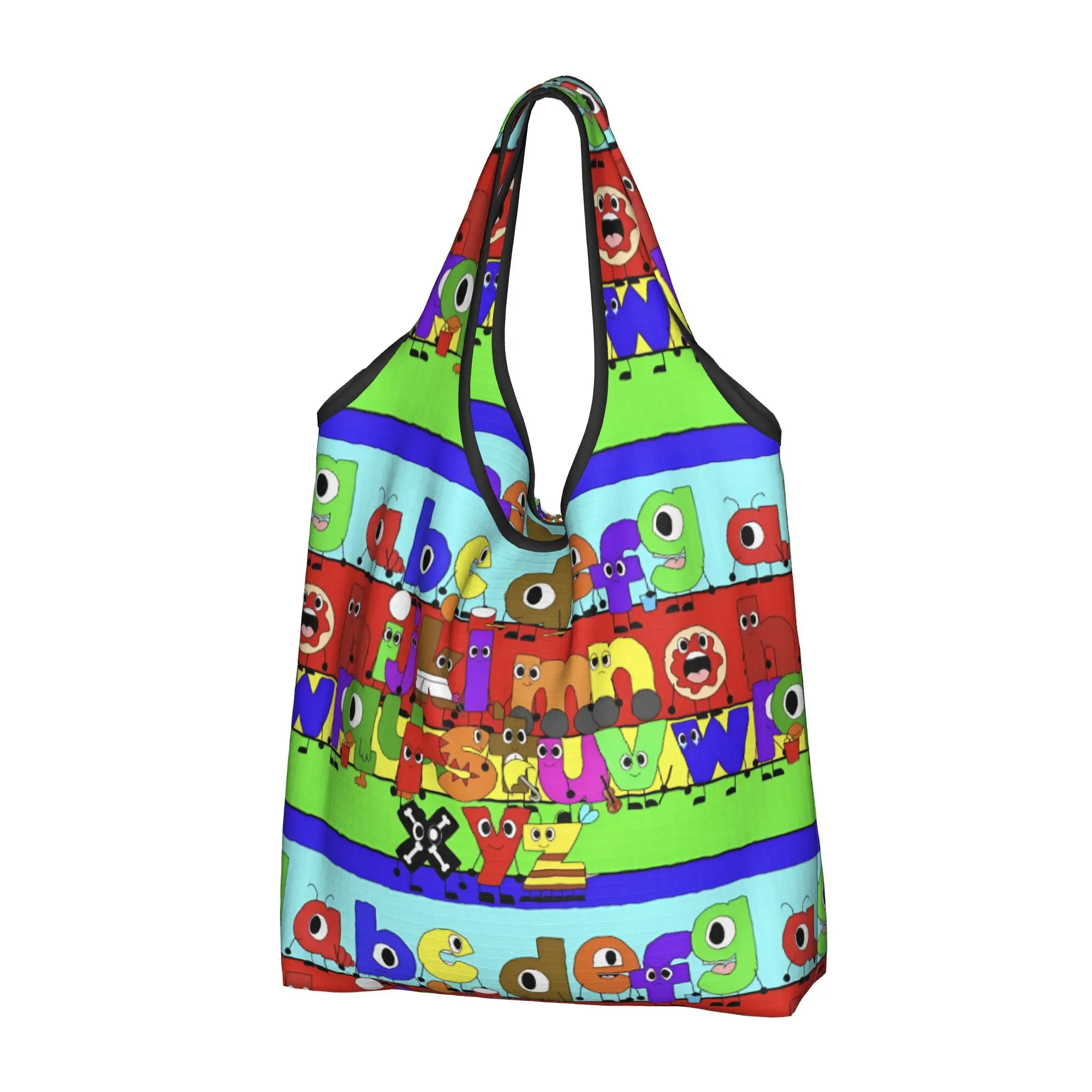 Recycling A-Alphabetes Hot Cartoon Shopping Bag Women Tote Bag Portable Japan Anime Grocery Shopper Bags