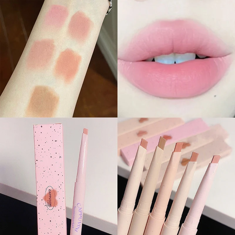 ماتي عارية الشفاه بطانة الوردي الشفاه بطانة أحمر الشفاه قلم رصاص ماكياج طويلة الأمد مقاوم للماء براون تينت رسم الشفاه مخطط القلم الكورية نمط