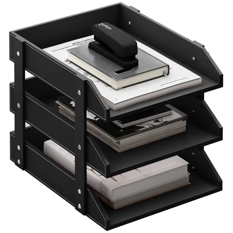 

Desk Organizer, 3Tier Stackable Letter Tray Holder for Office Supplies, Paper, File, Magazine, Perfect Office Organization for D