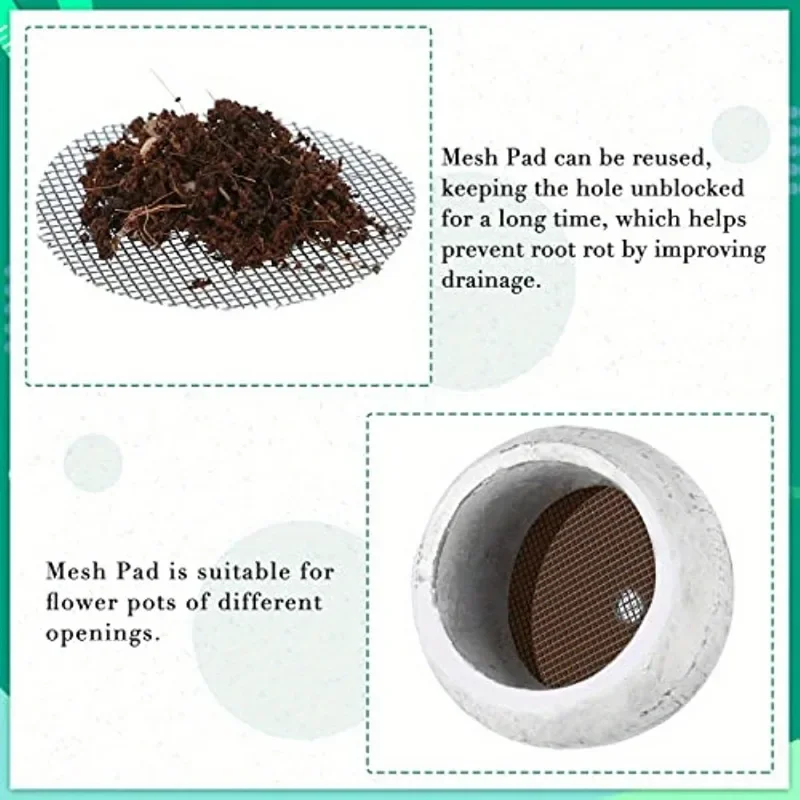 50Pcs Flower Pot Hole Mesh Pads Planter Tray Keep Soil In and Drainage Out Plant Trays For Pots Garden Supplies
