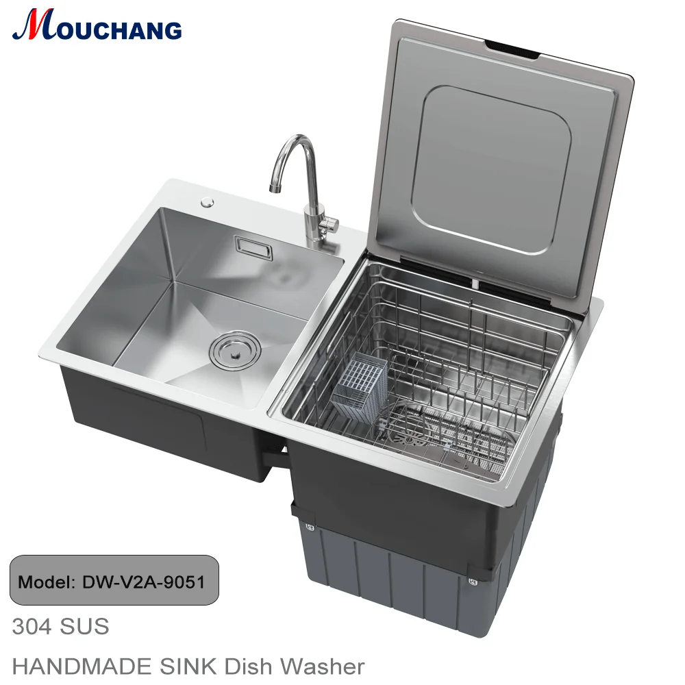 Sink Dishwasher, Stainless Steel Multifunction Dish Washing Machine, Touch Control Fruit and Vegetable Washer, Countertop