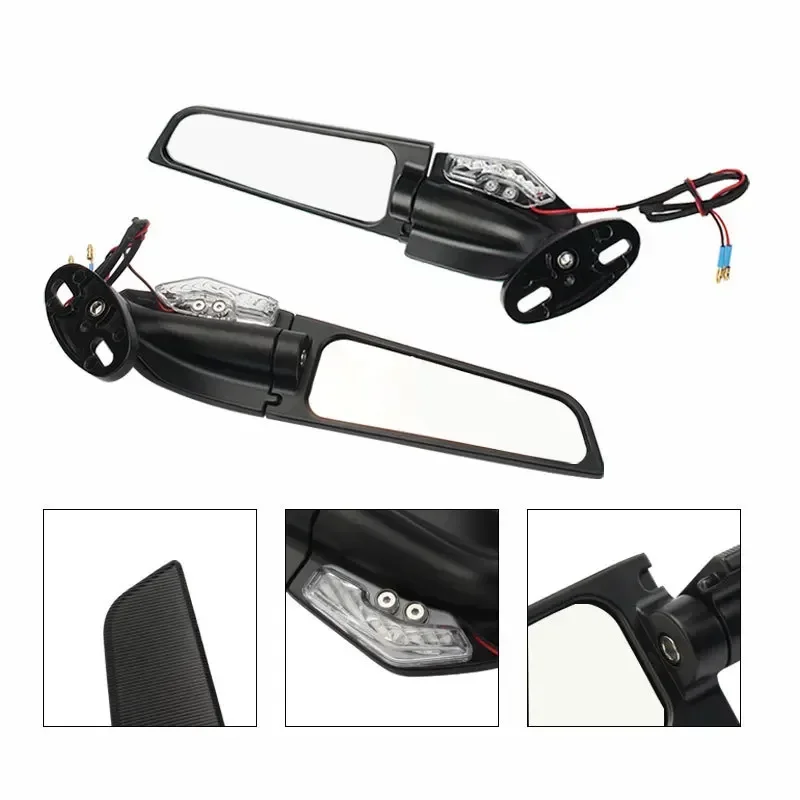 Motorcycle modification wing rotating mirror LED light fixed wind rearview mirror Kawasaki BMW Yamaha Honda Suzuki 