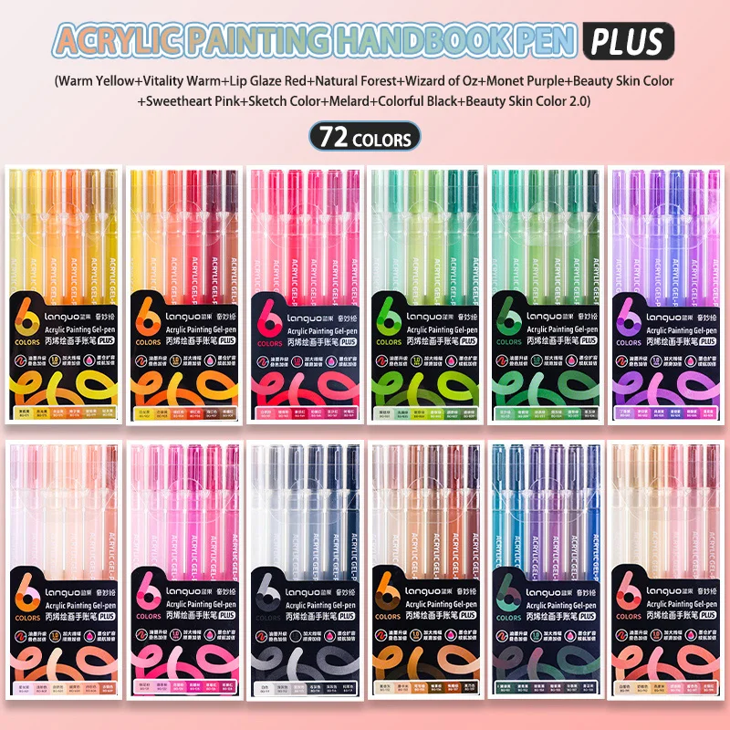 Languo 6/24/36/54/72/90 Farben Acrylmalstifte, Mehrfarbige Gelstifte, Neutralstifte für Schüler, Schreibmarker, Schreibwaren – Detail 14