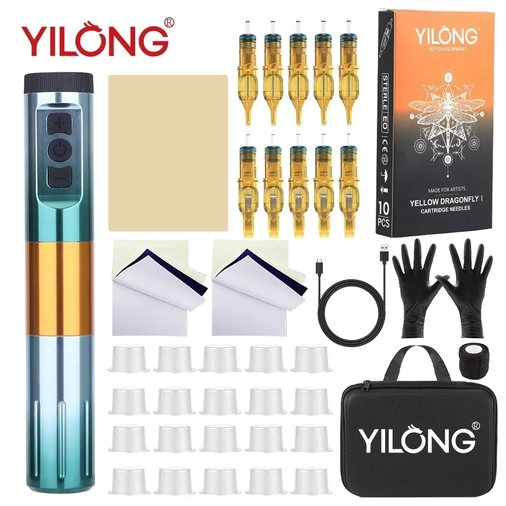 

Yilong Wireless Pen Professional Tattoo Machine Permanent Makeup Portability Kit Complete Set Supplies For Beginner Body Artist
