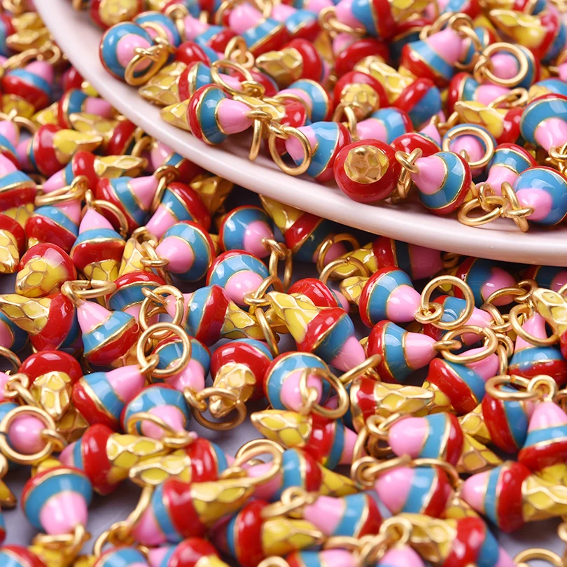 5pcs/Lot Retail Girl Accessories Food Ice Cream Cake Enamel Charms For Jewelry Making Supplies Candy Pendant Chinese Gold Color