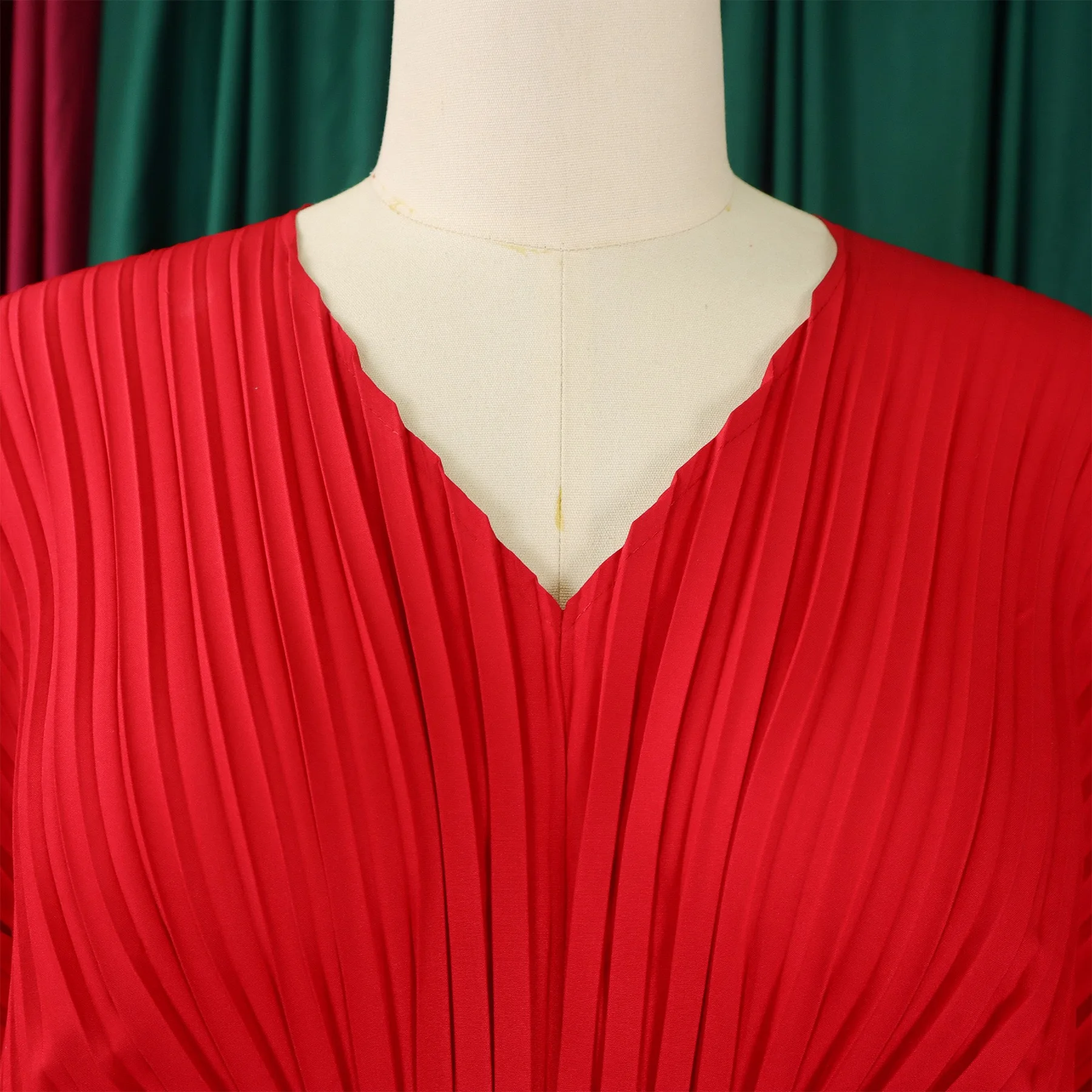 Women 2 Pieces Pants Sets Pleated Blouse V Neck Full Sleeve & Long Trousers Floor Length Elegant Ladies Outfits Pants Sets 2024