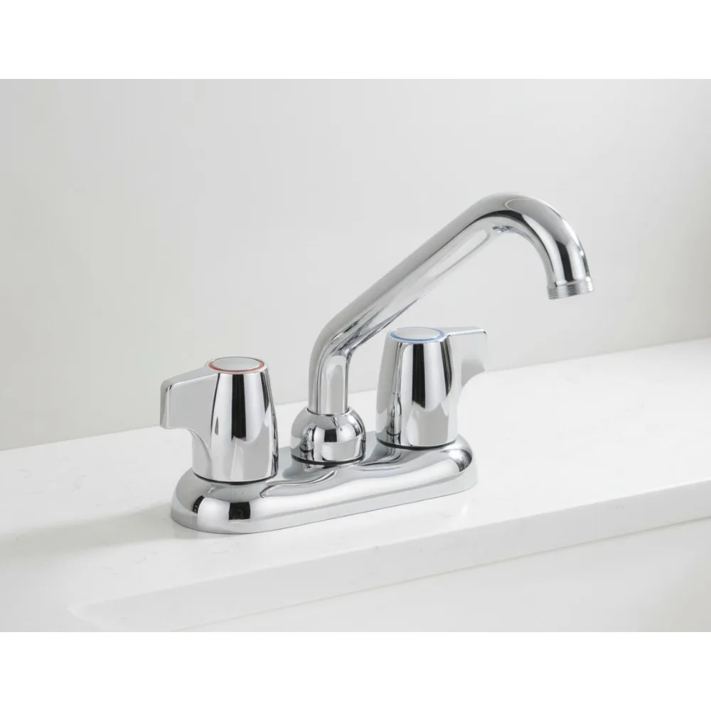 

Хромированный смеситель для раковины с двумя ручками и центральной установкой с резьбовым изливом для прачечной и кухни