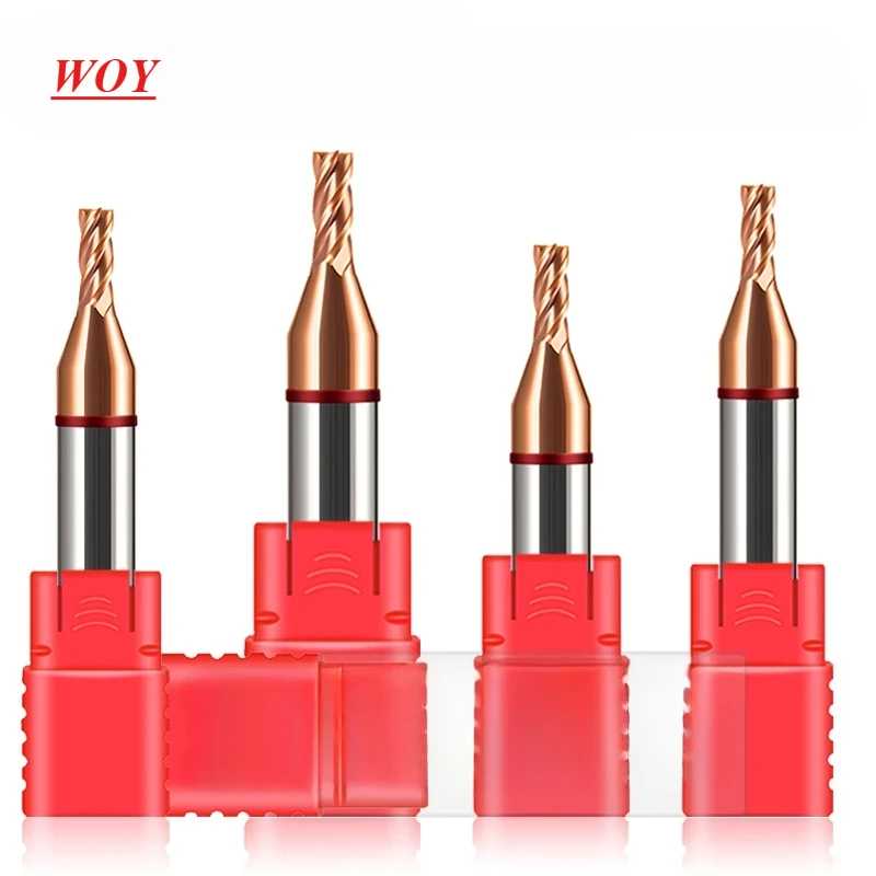 

WOY Colorful Ring HRC55 4-Flute Decimal Point Nano Coating Milling Cutter Tungsten Steel Carbide CNC Machining Endmills Tools