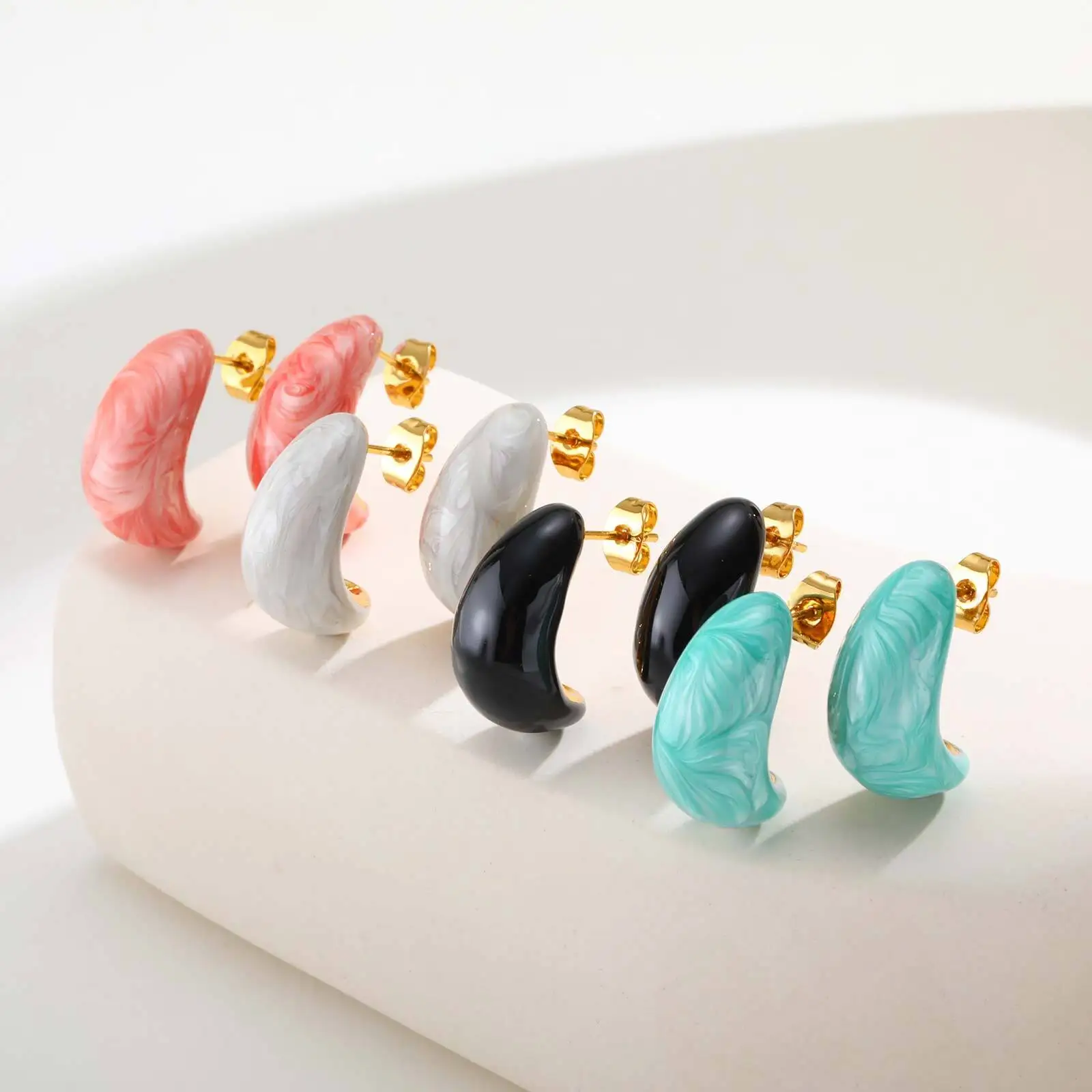 

Vnox Colorful Geometric Acrylic C-shape Earrings For Women, Stainless Steel Puncture Ear Needles, Charm Ladies Jewelry