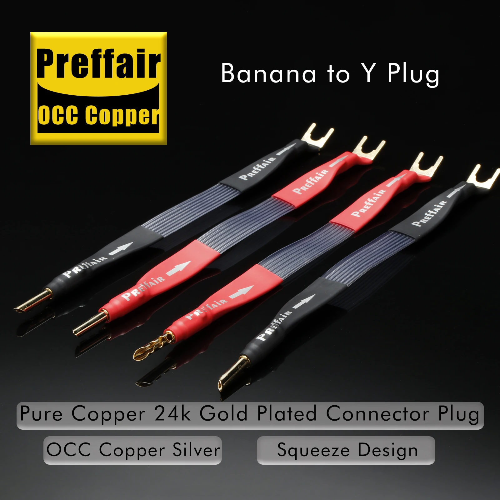 4pcs jumper cable occ copper silver plated braidge cable jumper audio wire with pure copper gold plated BFA banana spade plug