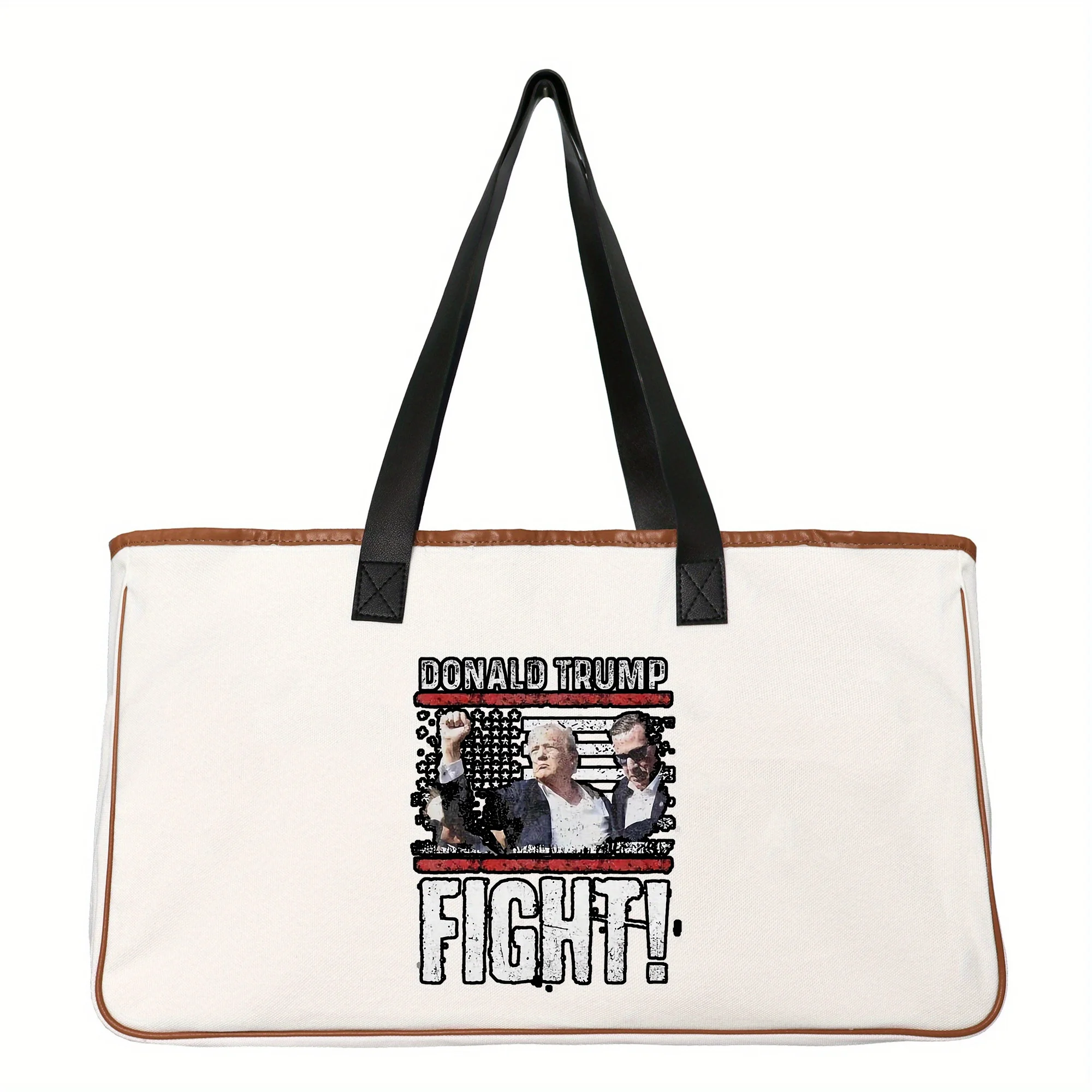 حقيبة حمل ملونة من دونالد ترامب ، حقيبة كتف ، حقيبة شاطئ قماشية ، سعة كبيرة ، هدية إبداعية للتسوق كاجوال ، طباعة ،