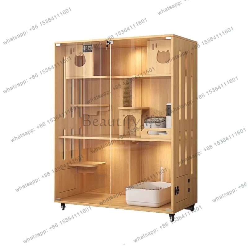 Environmentally friendly waterproof pet cat villa luxury glass house space three-story cat cage