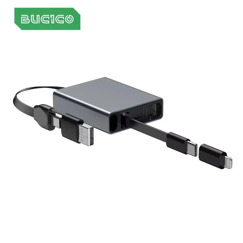 4 in 1 Telescopic USB Cable Type C 66W PD Fast Charging For 15 16 17 Xiaomi Samsung Mobile iPad Pro ASUS Lenovo Laptop