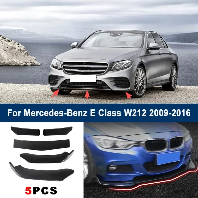 

Adjustable 5Pcs Sectional Front Spoiler Lip For Mercedes-Benz E Class W212 2009-2016 Front Bumper Splitter Sport Body Kit
