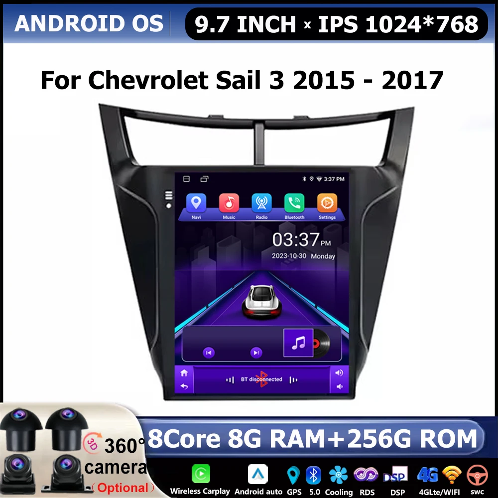 

Autoradio Wireless Carplay 9.7" For Chevrolet Sail 3 2015 2016 - 2017 4G WIFI Car Multimedia Radio Video Player Auto Bluetooth