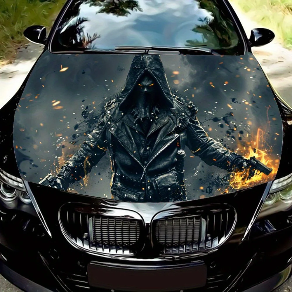 

Мистическая маска, мужская наклейка на капот автомобиля, ПВХ, самоводонепроницаемая палочка, яркие автомобильные внешние аксессуары, декор, защитный подарок для любителей автомобилей