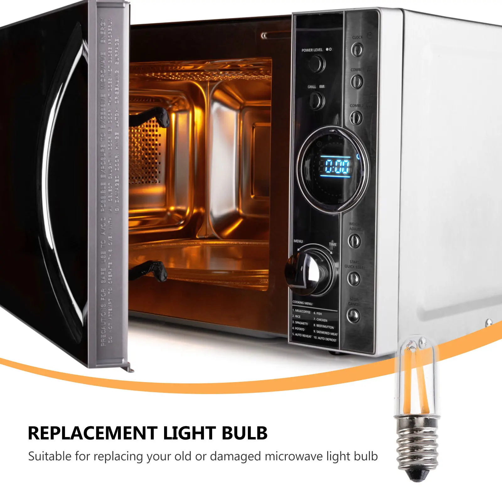 

2Pcs LED Filament Lamp Bulb E14 2700K White Microwave Oven Light Replacement Bulb Heat Resistant Home Lamp Accessories