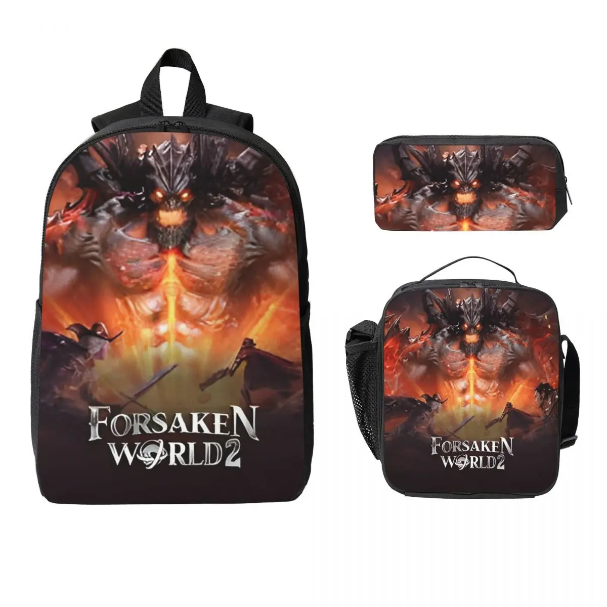 

Forsakens World Video Game Kids Backpack Lunch Box Pencil Boxes for Boys Girls Backpacks School bag Bookbag Set