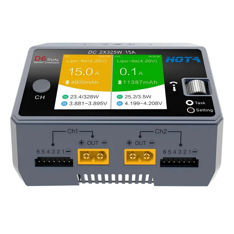 

HOTA D6 Dual DC 6,5 ~ 30 В 2-канальное интеллектуальное зарядное устройство для аккумулятора Разрядное устройство Lipo для NiZn/Nicd/NiMH аккумулятора