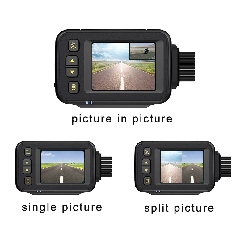 Benutzerdefinierte Marke Motorrad Auto Dashboard Kamera 720P Auto Fahrzeug Cam IP68 Wasserdichte DVR Recorder Dual Objektiv Fahrrad Kamera motorrad