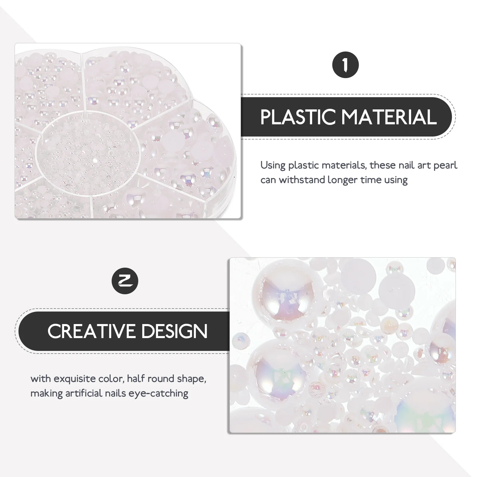 

Plum Blossom Nail Art Accessories Pearls Half Round Colored AB Pearl Decor Semicircle Manicure Charms DIY Craft Jewelry