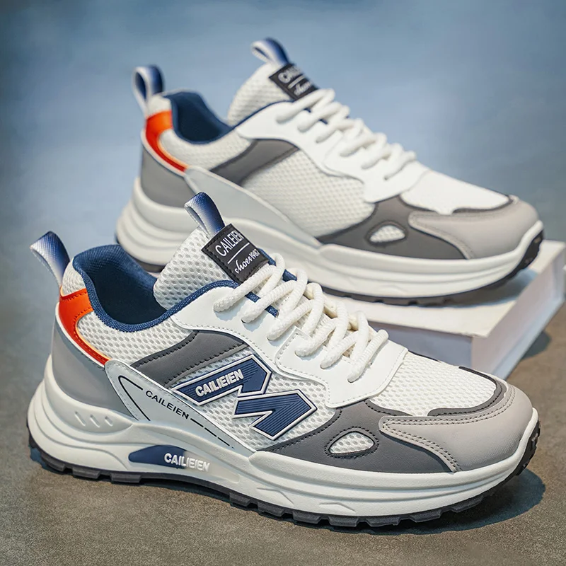 

Versatile Daily Casual Sneakers Men Cushioned Insole Anti Skid Wearproof Outdoor Street Walking Trendy Lace Male Daily Footwear