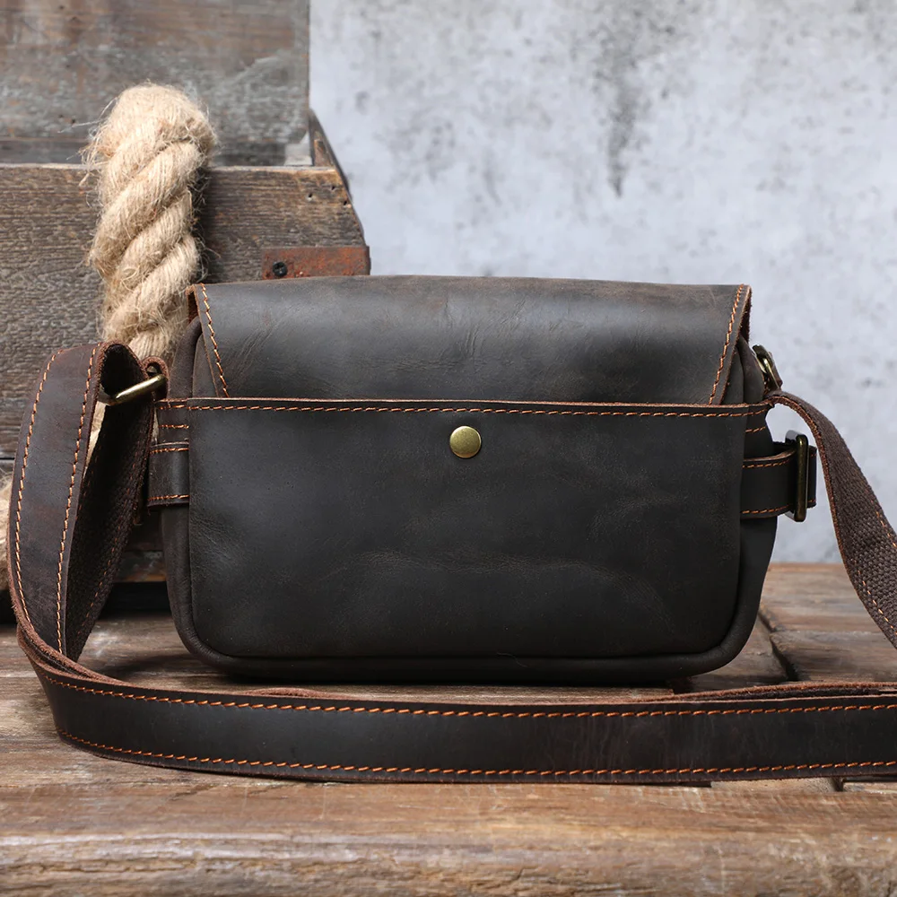 S.WORKER Vintage-Umhängetasche aus Vollnarbenleder für Herren | Umhängetasche aus Used-Leder – Detail 9